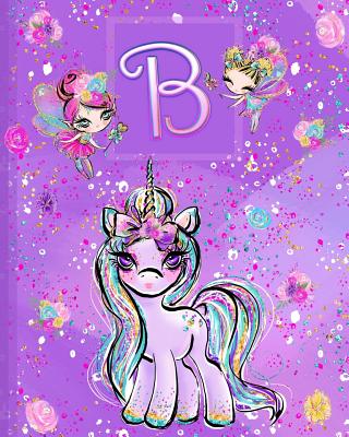 B: Unicorn Composition Notebook Wide Ruled Monogrammed Initial B