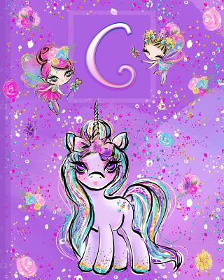 C: Unicorn Composition Notebook Wide Ruled Monogrammed Initial C