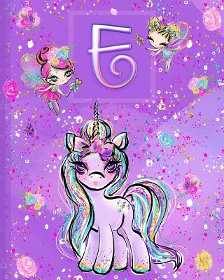 E: Unicorn Composition Notebook Wide Ruled Monogrammed Initial E