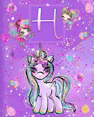 H: Unicorn Composition Notebook Wide Ruled Monogrammed Initial H