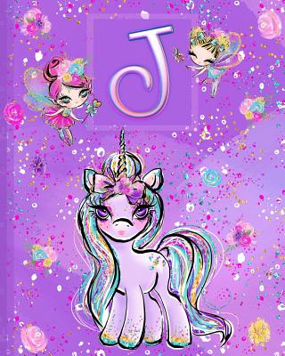 J: Unicorn Composition Notebook Wide Ruled Monogrammed Initial J