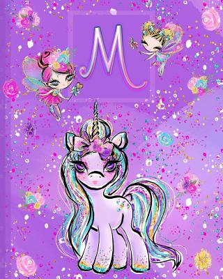 M: Unicorn Composition Notebook Wide Ruled Monogrammed Initial M