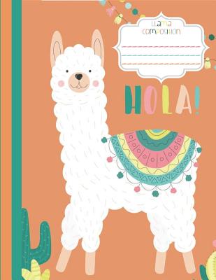 Llama Composition: Wide Rule - Orange - Llama Composition Notebook - School Composition - 8.5 inches x 11 inches