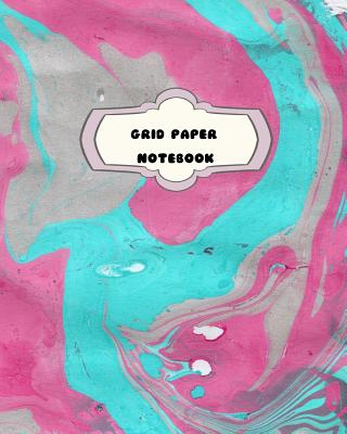 Grid Paper Notebook: Pink and Teal Marble Swirl Theme-Student Graph Book 2 squares per inch-8 x 10