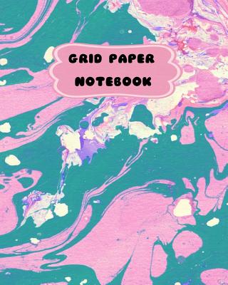 Grid Paper Notebook: Green and Pink Marble Swirl Theme-Student Graph Book 2 squares per inch-8 x 10