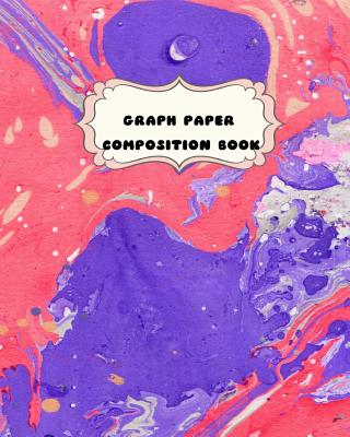 Graph Paper Composition Book: Red and Blue Marble Swirl Theme-Student Grid Book 2 squares per inch-8 x 10
