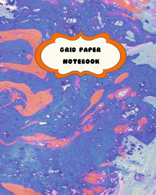 Grid Paper Notebook: Orange and Blue Marble Swirl Pattern-Student Graph Book 2 squares per inch-8 x 10