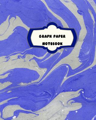 Graph Paper Notebook: Blue and Grey Marble Swirl Pattern-Student Grid Book 2 squares per inch-8 x 10