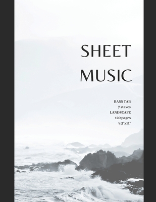 Sheet Music Bass TAB 7 staves landscape 120 pages 8.5x11