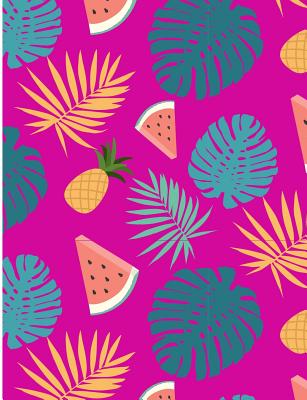 Tropical Fruit And Floral Pattern: Cute Water Melon Wide Ruled Composition Book