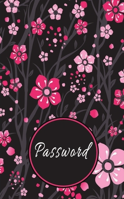 Password Tracker Book: Logbook for Usernames & Passwords - Small 5x8 for Carrying Around - Black Cherry Blossom