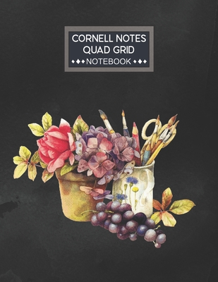 Cornell Notes Quad Grid Notebook: Cornell Quadrille Notebook Paper Index and Numbered Page Interior: Art Watercolor