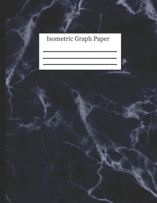 Isometric Graph Paper: 3-D Design .28 Grid Equilateral Triangle Notebook: 8.5 x 11, Pretty Navy Marble