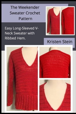 The Weekender Sweater Crochet Pattern: Easy Long-Sleeved V-Neck Sweater with Ribbed Hem