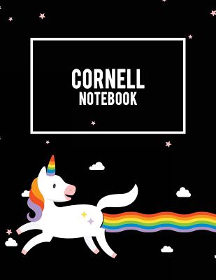 Cornell Notebook: Cute Unicorn Black, Note Taking Notebook, Cornell Note Taking System Book, US Letter 120 Pages Large Size 8.5 x 11 School and College Ruled Notebooks
