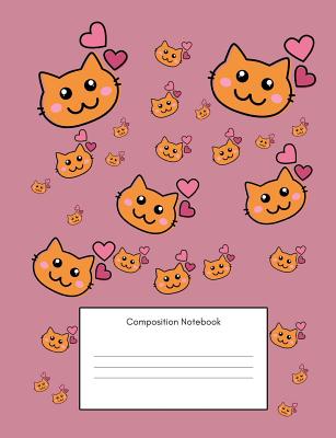 Composition Notebook: Maths Back to School Notebook For Elementary School Kids, (7.44x9.69 Inches, 100 Pages, 4x4 Graph Quad, Squared Grid Paper), 2nd, 3rd, 4th, 5th, 6th, Grade, Girls Pink Cats Design