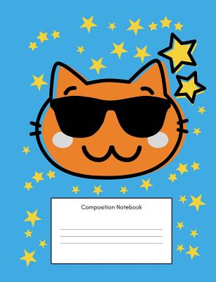 Composition Notebook: Maths Back to School, For Elementary School Kids, (7.44x9.69 Inches, 100 Pages, 4x4 Graph Quad, Squared Grid Paper), 3rd, 4th, 5th, 6th, Grade, Boys Cool Cat Design