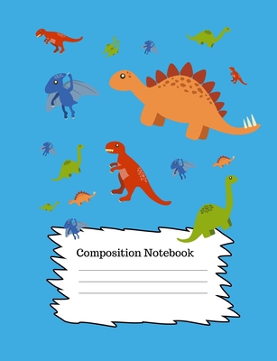Composition Notebook: Maths Back to School, For Elementary School Kids, (7.44x9.69 Inches, 100 Pages, 4x4 Graph Quad, Squared Grid Paper), 3rd, 4th, 5th, 6th, Grade, Boys Blue Dinosaur Design