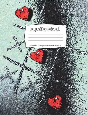 Composition Notebook: Tic Tac Toe Hearts, Wide-Ruled, 200 Pages Notebook