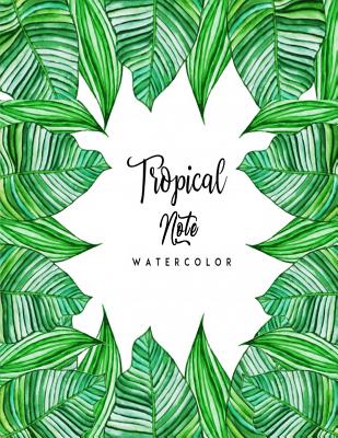 Tropical Note watercolor: Composition watercolor green leaf