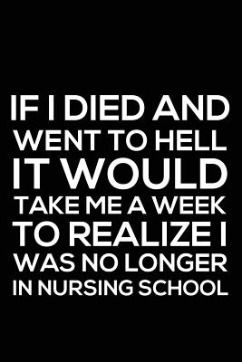 If I Died And Went To Hell It Would Take Me A Week To Realize I Was No Longer In Nursing School: Funny Nursing Student Life Sarcasm Gift Notebook