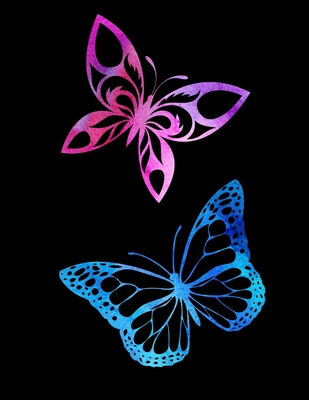 Cornell Notes Notebook: Pink/Blue Butterflies - Large 8.5x11 - 140 Page - Cornell Note Taking System for Students - College-Ruled - Softbound - Glossy Cover