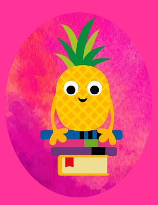 Cornell Notes Notebook: Pineapple W/Books/Pink Large 8.5x11 140 Page Cornell Note Taking System for Students College-Ruled Softbound Glossy Cover