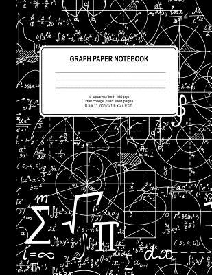 Graph Paper Notebook: Math Notebook Squared Graphing Paper Quad Ruled with Half College Ruled 100 Pages Large (8.5 x 11) Softbound Cover
