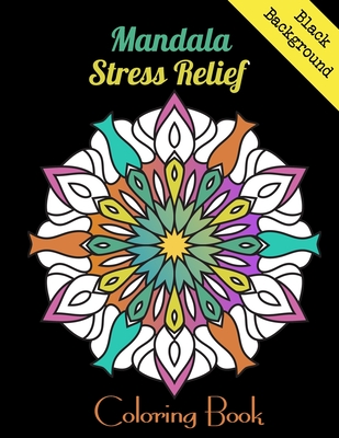 Mandala Stress Relief Coloring Book Black Background: Easy Mmandalas Coloring Pattern on Black Background. Relaxation Art Theraphy.